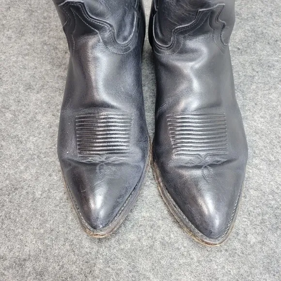 J Chisholm Mens Western Boots 9.5D Black Cowboy Western Rodeo Leather Work Wear