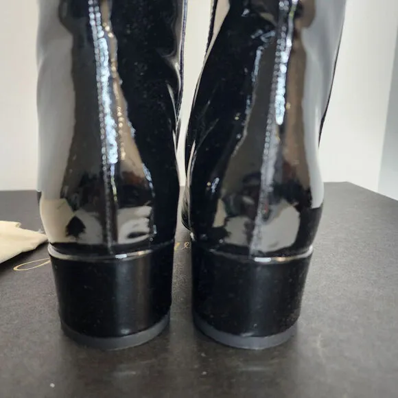J. Crew Italian Black Patent Leather Boots Women's SZ 5 - #BM706 - New in Box!