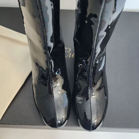 J. Crew Italian Black Patent Leather Boots Women's SZ 5 - #BM706 - New in Box!