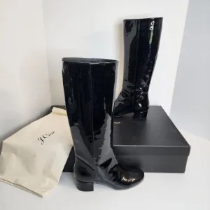 J. Crew Italian Black Patent Leather Boots Women's SZ 5 - #BM706 - New in Box!