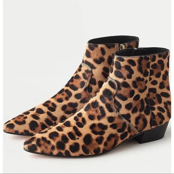 🆕{J. CREW} Leopard Calf-Hair Ankle Boots