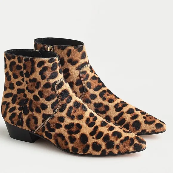 🆕{J. CREW} Leopard Calf-Hair Ankle Boots
