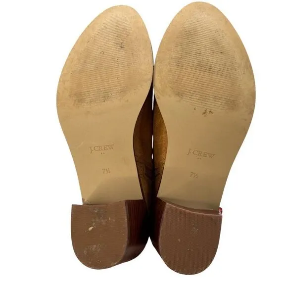 J. Crew Womens Western Golden Brandy Tan Suede Ankle Boots Size 7.5