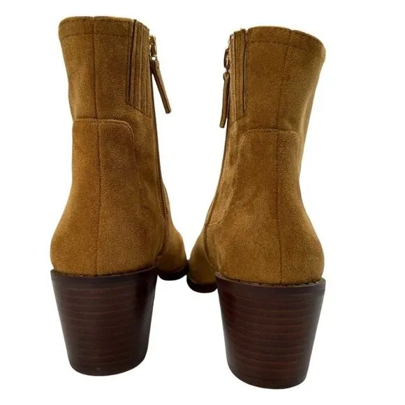 J. Crew Womens Western Golden Brandy Tan Suede Ankle Boots Size 7.5