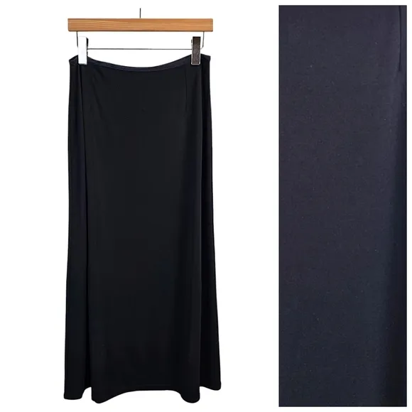 J. Jill Ponte Womens Maxi Skirt LP Black Full Length Minimalist Goblincore Fairy