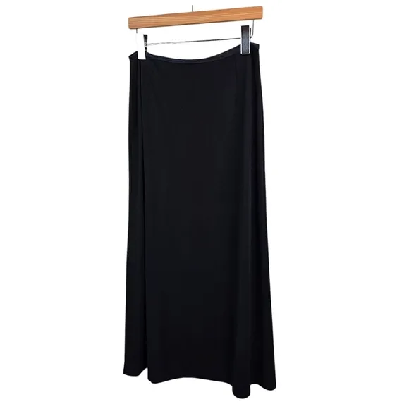 J. Jill Ponte Womens Maxi Skirt LP Black Full Length Minimalist Goblincore Fairy