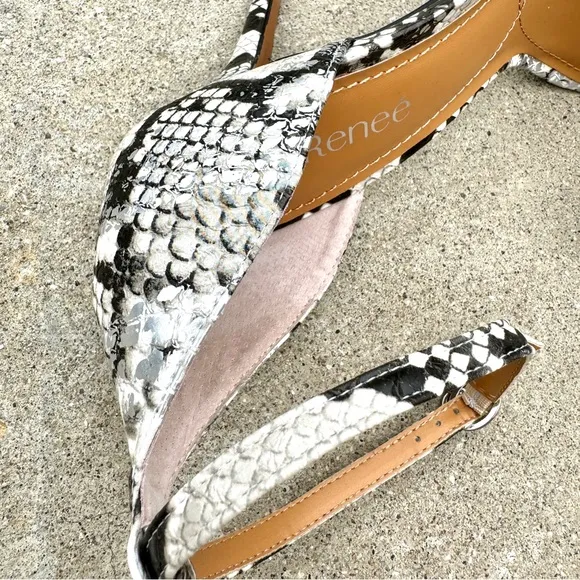 J. RENEE strappy heels white leather Vegan snakeskin print sandals stilettos 13