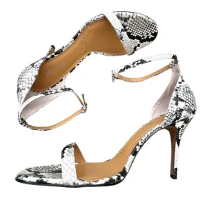 J. RENEE strappy heels white leather Vegan snakeskin print sandals stilettos 13