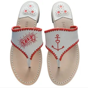 Jack Rogers Love Embroidered Leather Sandals 6.5 Valentine's Day Vacation Summer
