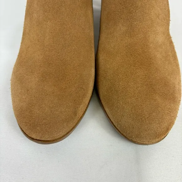 Jack Rogers Marianne Ankle Boots Scalloped Edge Low Rise Suede Boots Oak Size 9