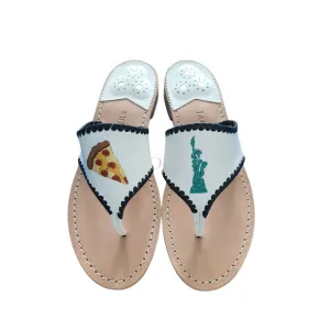 Jack Rogers New York City Embroidered Leather Sandals 7.5 Vacation Travel Beach