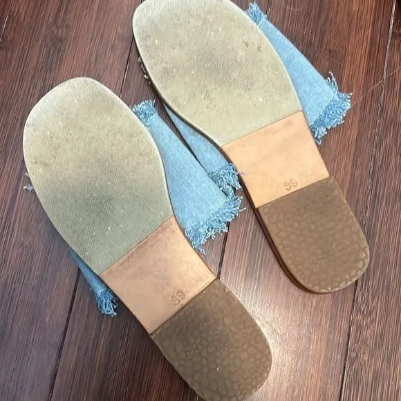 James Smith Jean Slide on Sandals - Frayed Denim - Super Comfortable - Size 8.5