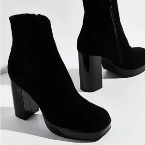 JEFFREY CAMPBELL MARY KATE ANKLE PLATFORM BOOTIES IN BLACK NEW SIZE 10