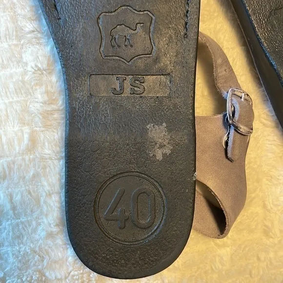 JERUSALEM Handmade Sandals The Original Gray Blue Leather Rubber Sole