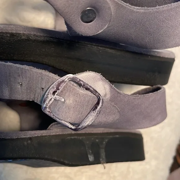 JERUSALEM Handmade Sandals The Original Gray Blue Leather Rubber Sole