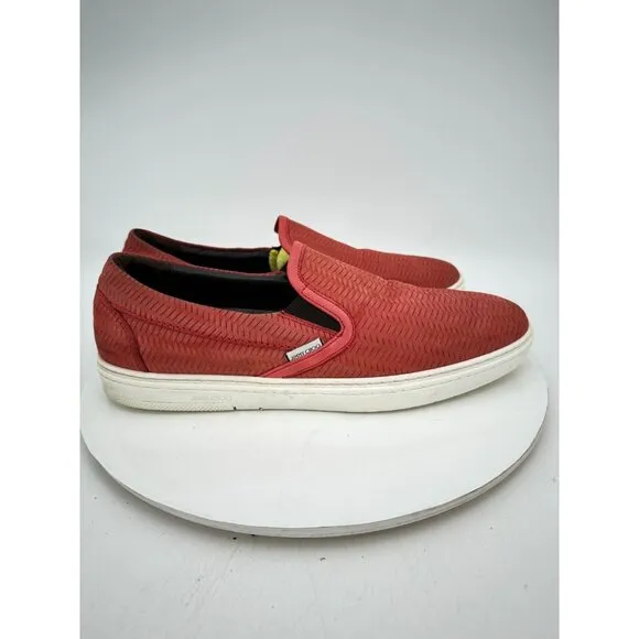 Jimmy Choo Men Size EU 43 US 10 Red Leather White Sole Slip On Casual Shoes