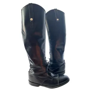 JOHN ASHBOURNE Equestrian Knee High Black Leather Riding Boots Size 10 ENGLAND