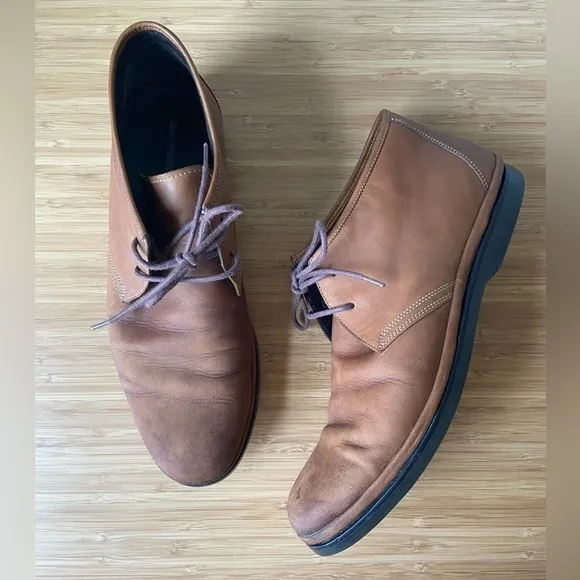 John Varvatos Leather Brown Chukka Lace Up Boots Professional Formal Comfy Shoes