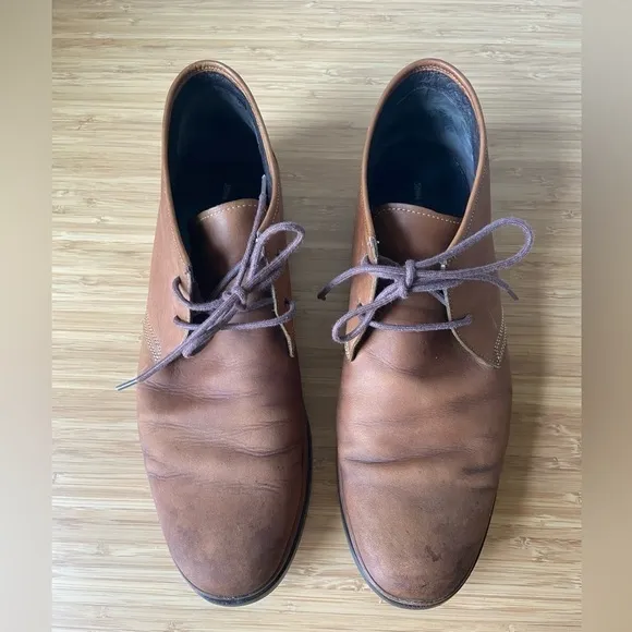 John Varvatos Leather Brown Chukka Lace Up Boots Professional Formal Comfy Shoes