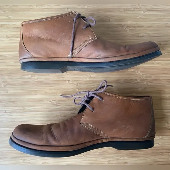 John Varvatos Leather Brown Chukka Lace Up Boots Professional Formal Comfy Shoes