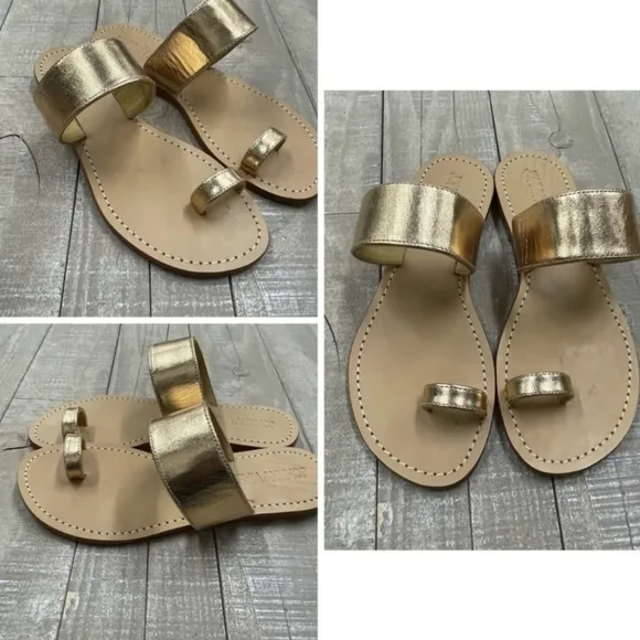 JOHNNY WAS Gold Leather Goddess Queen Sandals Shoes 9