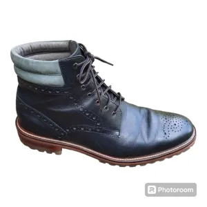 Johnston &amp; Murphy black leather oxford cap toe lace-up boots 58-10745 size 9.5