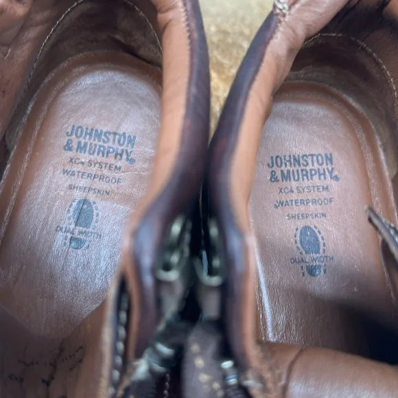 Johnston &amp; Murphy Boots Mens 10 M Brown Leather Lace Up Waterproof