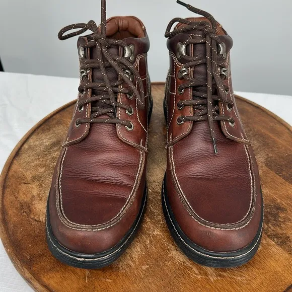 Johnston &amp; Murphy Boots Mens 10 M Brown Leather Lace Up Waterproof