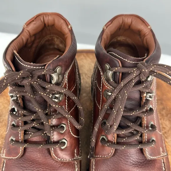 Johnston &amp; Murphy Boots Mens 10 M Brown Leather Lace Up Waterproof