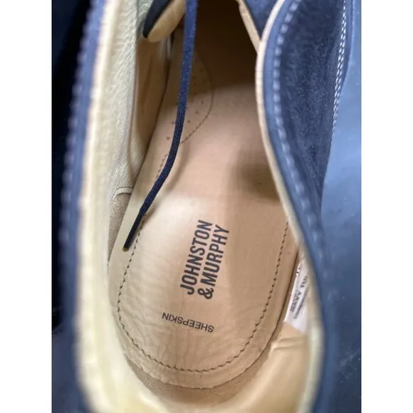 Johnston &amp; Murphy Mens Navy Tumbled Nubuck Chukka Boots Size 13M