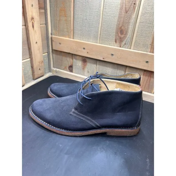 Johnston &amp; Murphy Mens Navy Tumbled Nubuck Chukka Boots Size 13M