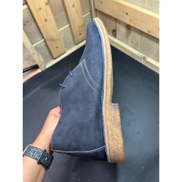 Johnston &amp; Murphy Mens Navy Tumbled Nubuck Chukka Boots Size 13M