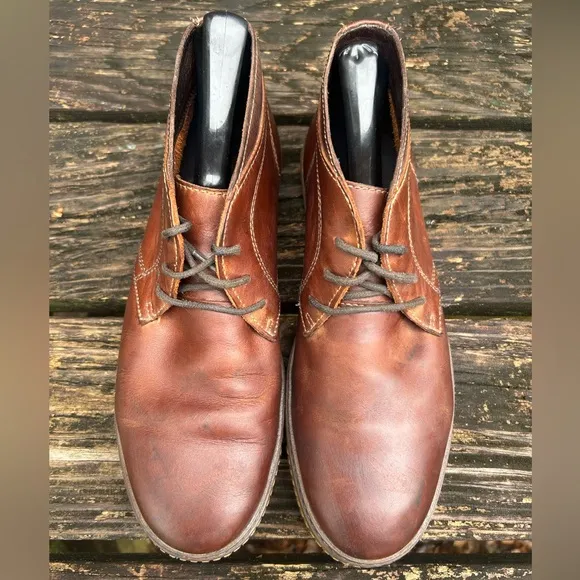 Johnston &amp; Murphy Wallace Genuine Shearling Chukka Brown Leather Lace Up Boots
