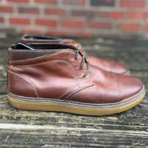 Johnston &amp; Murphy Wallace Genuine Shearling Chukka Brown Leather Lace Up Boots