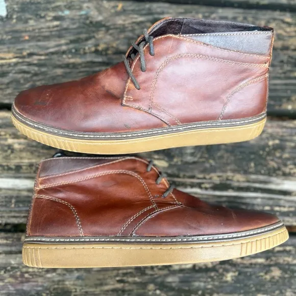 Johnston &amp; Murphy Wallace Genuine Shearling Chukka Brown Leather Lace Up Boots