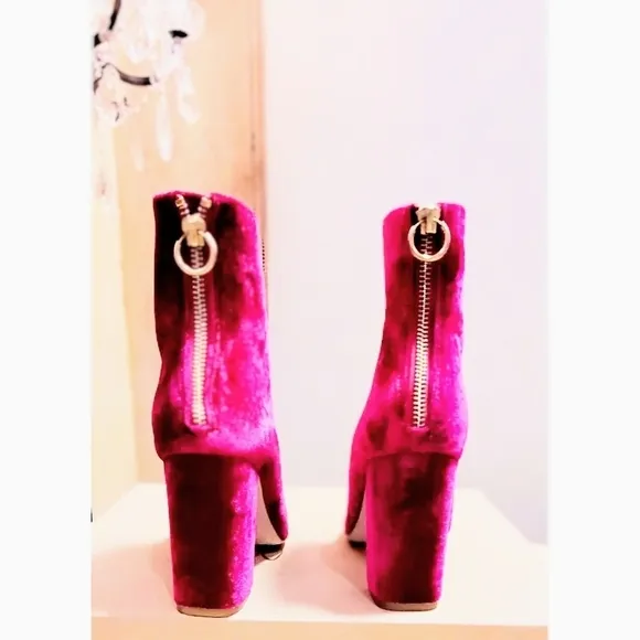 JOIE Saleema Velvet Block Heel Ankle Booties – Pink – Size EUR 37 / US 6.5 NWOB