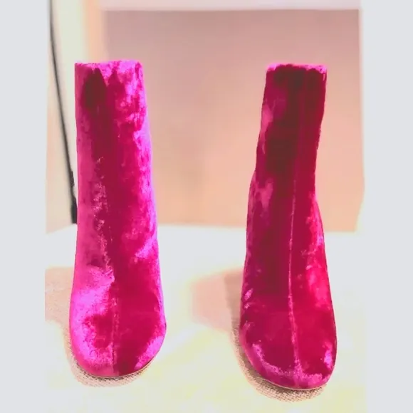 JOIE Saleema Velvet Block Heel Ankle Booties – Pink – Size EUR 37 / US 6.5 NWOB
