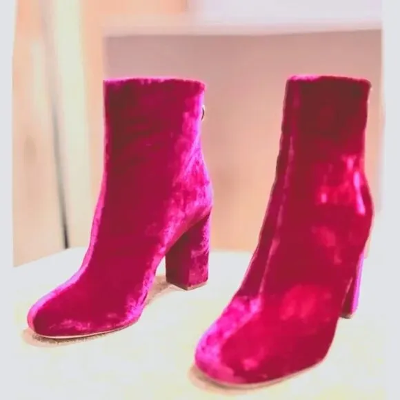 JOIE Saleema Velvet Block Heel Ankle Booties – Pink – Size EUR 37 / US 6.5 NWOB