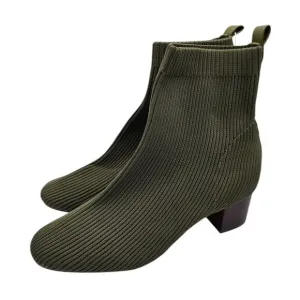 Joie Size 8 M Green Neely Stretch Ribbed Knit Heel Sock Ankle Boots