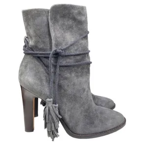 Joie Women’s Gray Chap Suede Tassel Ankle Wrap Boots Size 40 US 9.5