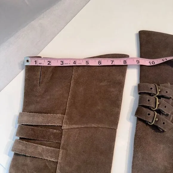 Joie Coachella Suede Over The Knee Boots Taupe 3 Buckle Tall 38/US 8