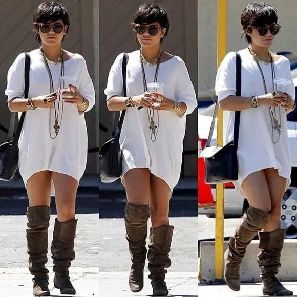 Joie Coachella Suede Over The Knee Boots Taupe 3 Buckle Tall 38/US 8