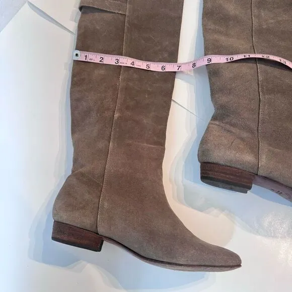 Joie Coachella Suede Over The Knee Boots Taupe 3 Buckle Tall 38/US 8