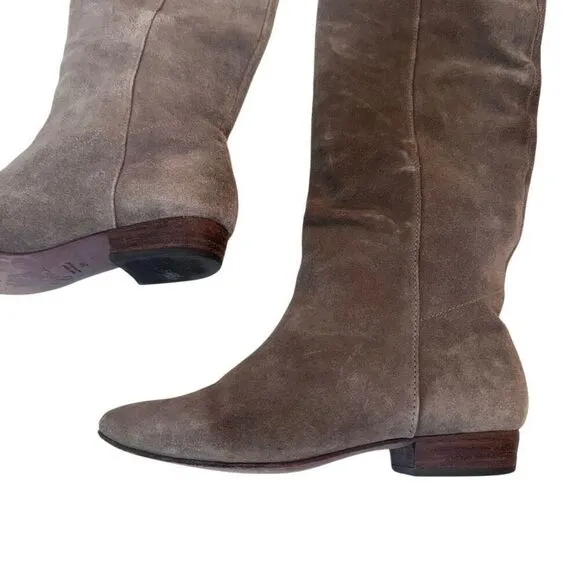 Joie Coachella Suede Over The Knee Boots Taupe 3 Buckle Tall 38/US 8