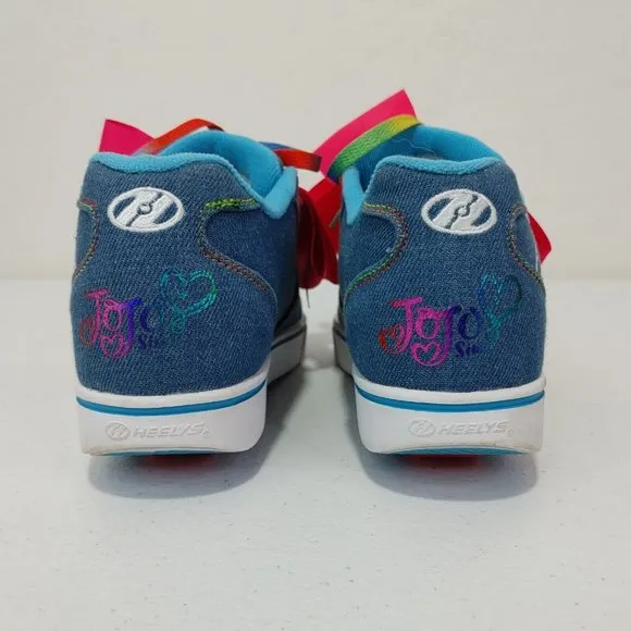 JoJo Siwa Heeleys Sneakers Denim Pink Bow Size 3 Youth Skate Shoes