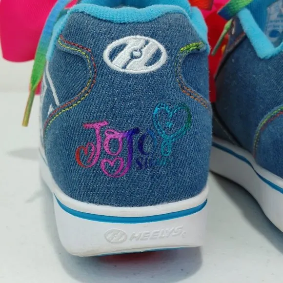 JoJo Siwa Heeleys Sneakers Denim Pink Bow Size 3 Youth Skate Shoes