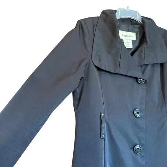 Jonathan Stone Black Fit and Flare Trench Coat Large NO BELT CORPCORE