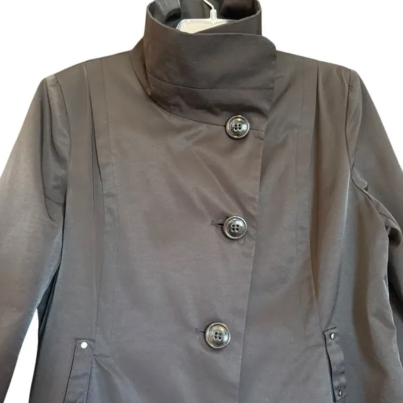 Jonathan Stone Black Fit and Flare Trench Coat Large NO BELT CORPCORE