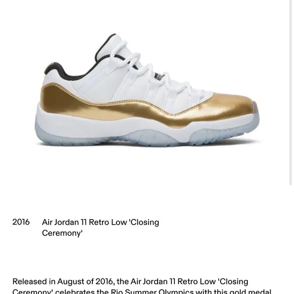 Jordan Retro 11 Low 'Closing Ceremony' Shoes - White and Gold