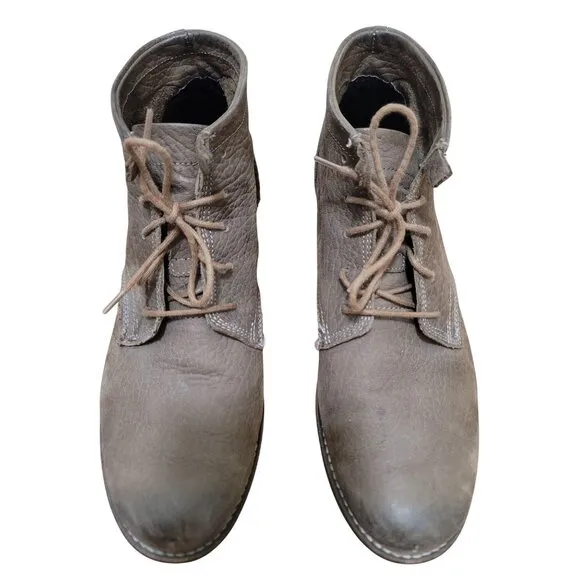 Josef Seibel Brown Leather Lace-Up Soft Ankle Boots With Stacked Heel Size 41